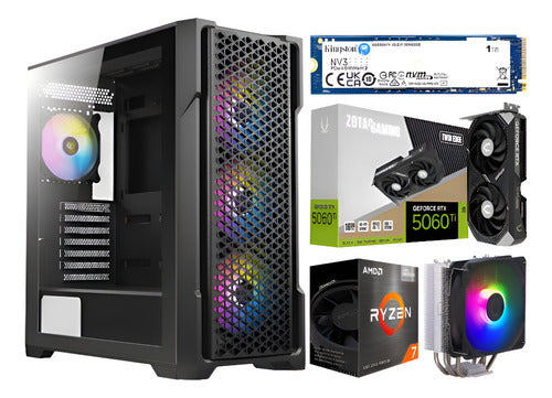 Pc Gamer Rtx 5060 Ti 16gb Ryzen 7 5700x 32gb 1tb M.2 Wifi 1 Tb 32 Gb Nvidia Rtx5060