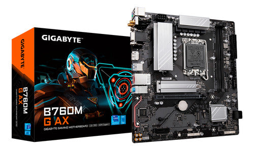 Tarjeta Madre Gigabyte B760m G Ax Lga 1700 2x Ddr5 2x M.2 Pcle 4.0 Wifi 6e Bt 5.3 Micro Atx Negro