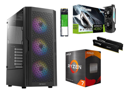 Pc Gamer Rtx 4060 Ti  Ryzen7 5800x 1tb M.2 Ram 32gb  Wifi 32 Gb