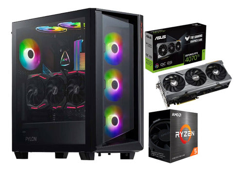 Pc Gamer Rgb Ryzen 5 5600x Rtx 4070 Ti Ram 32gb 1tb Ssd  32 Gb
