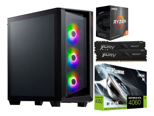 Pc Gamer Ryzen 5 5600x Rtx 4060 Ram 16gb Ddr4 1 Tb Ssd 80+ 32 Gb