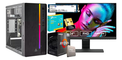Pc Gamer Cpu Amd Ryzen 5600g Ram 16gb Ddr4 500gb Con Monitor 16 Gb