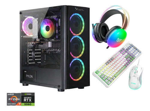 Kit Pc Gamer Blaze Ryzen 7 Rtx5060 Teclado Ratón Audífonos 1 Tb 32 Gb Nvidia Rtx5060