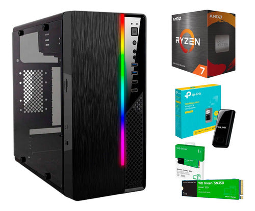 Pc Gamer Cpu Amd 5700g Ram 16gb Ddr4 1000gb Ssd Nvme 550w Br 16 Gb
