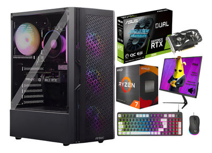 Pc Gamer Ryzen 7 32g Ram 1tb M.2 Rtx 3050 Pantalla + Teclado 1 Tb 32 Gb 3050