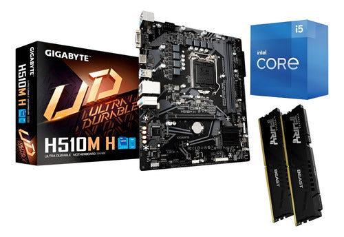 Kit Actualización Ensamble Intel H510m + 32ram + I5 10400 Negro